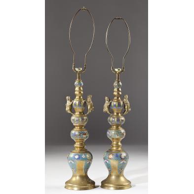 pair-of-champleve-and-brass-table-lamps