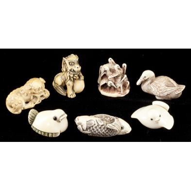 group-of-seven-animal-form-ivory-netsuke