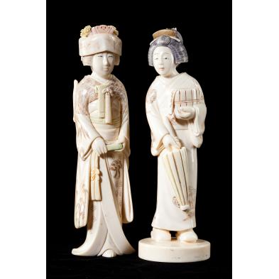 two-japanese-geisha-ivory-okimonos