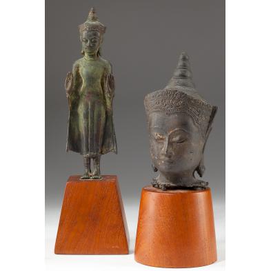 two-thai-bronze-buddhas