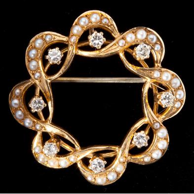 diamond-and-seed-pearl-brooch