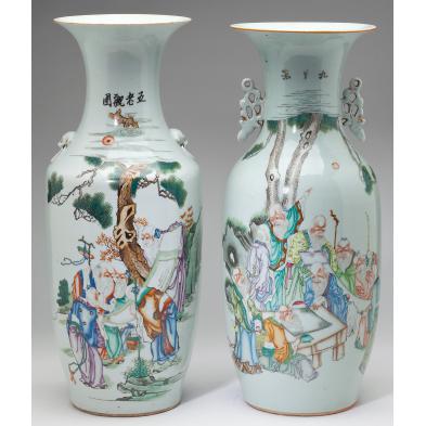 two-similar-chinese-famille-verte-tall-vases
