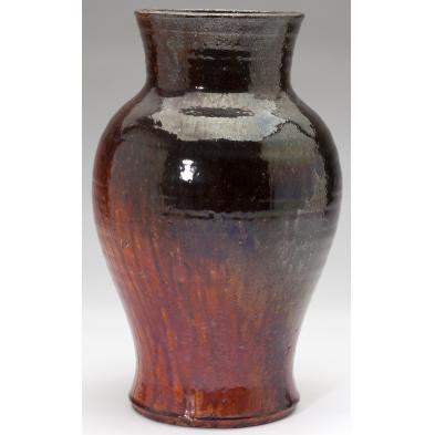 log-cabin-chrome-red-vase-nc-pottery