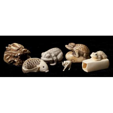 group-of-six-ivory-animal-form-carvings
