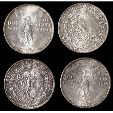 mexico-four-1921-silver-two-pesos-coins