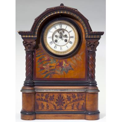 english-paint-decorated-fernware-mantel-clock