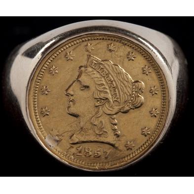 1857-o-liberty-head-2-50-gold-coin-in-gold-ring
