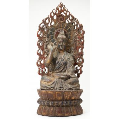 large-asian-carved-wooden-buddha