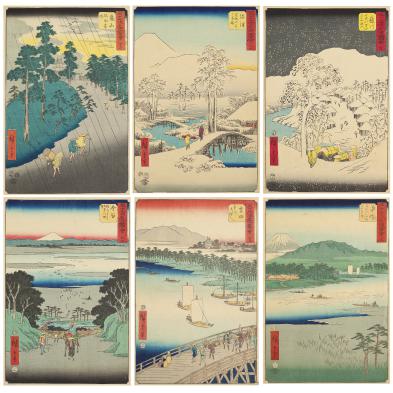 ando-hiroshige-japan-1797-1858-six-woodblocks