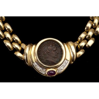 gem-set-coin-pendant-necklace