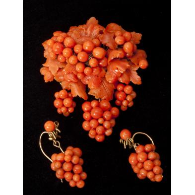 victorian-coral-brooch-and-earrings