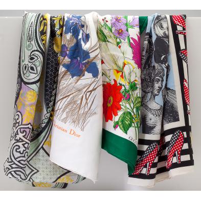 a-group-of-four-designer-silk-scarves