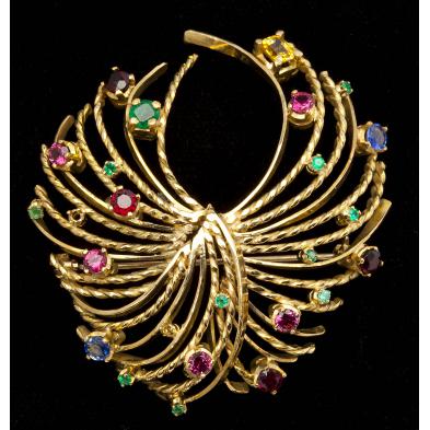 mid-century-gold-gem-set-brooch