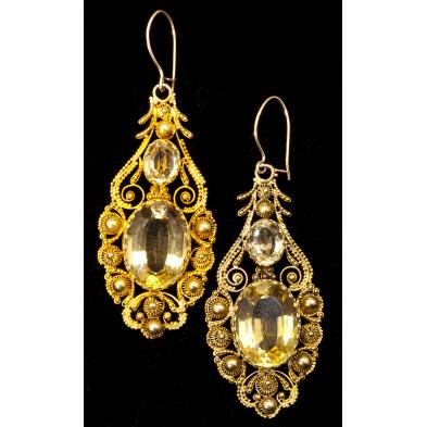 victorian-gold-and-citrine-ear-pendants