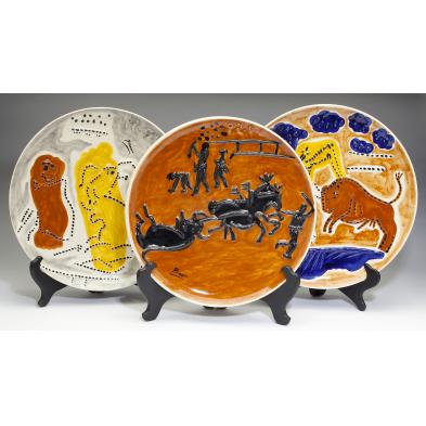 three-ceramic-matador-plates-after-pablo-picasso