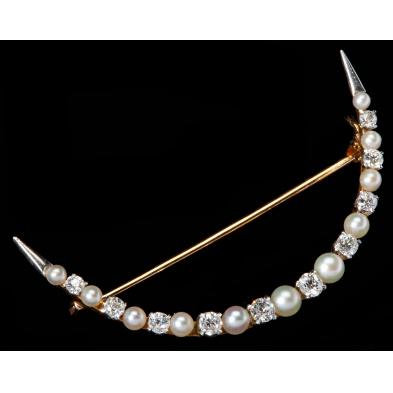 victorian-diamond-and-pearl-crescent-brooch