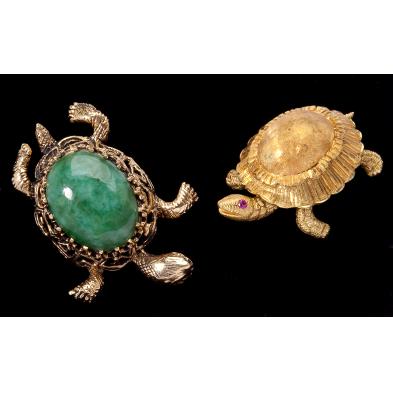two-gem-set-turtle-brooches