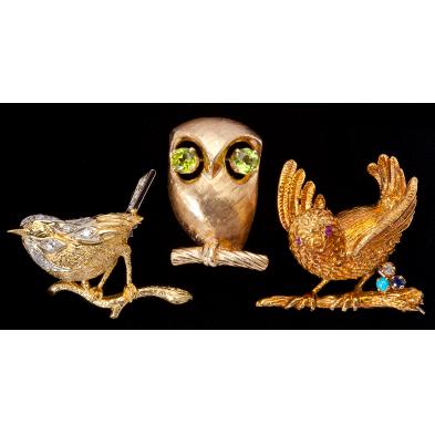 three-whimsical-gem-set-bird-brooches