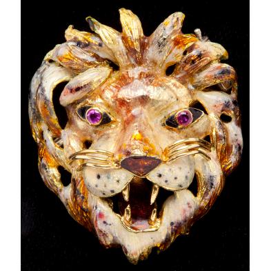 fine-enamel-and-gold-lion-s-head-brooch-italian