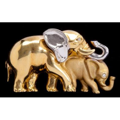 italian-two-color-gold-elephant-brooch