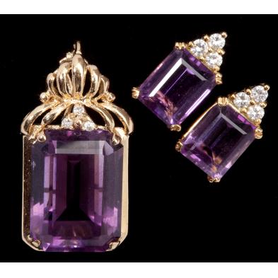 amethyst-and-diamond-ear-studs-and-slide