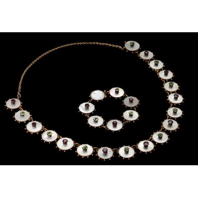 antique-gambolina-and-gem-set-necklace-bracelet
