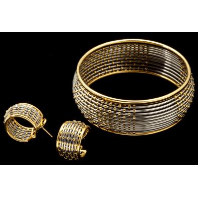 gold-and-steel-bracelet-and-earrings-cartier