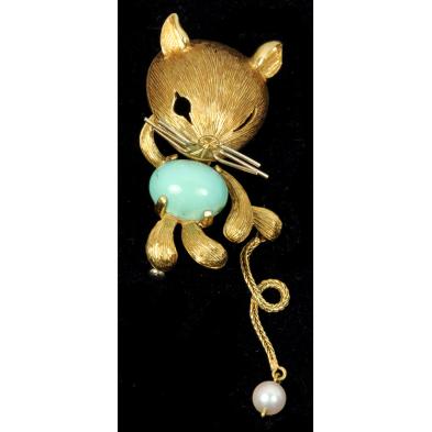 whimsical-turquoise-and-pearl-cat-brooch