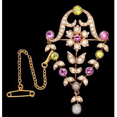 edwardian-seed-pearl-and-gem-set-brooch