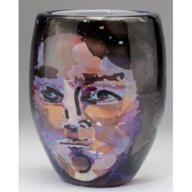 william-bernstein-nc-art-glass-face-vase