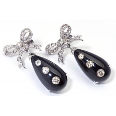 diamond-and-onyx-pendant-earrings