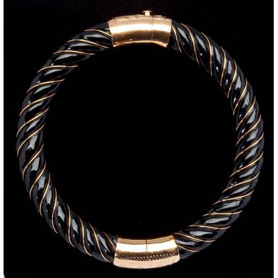 onyx-and-gold-bangle-bracelet