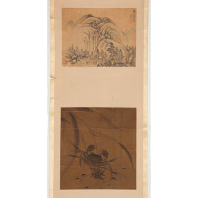 single-scroll-with-two-chinese-paintings