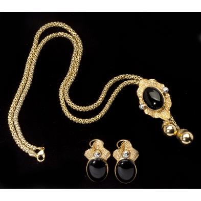 diamond-and-onyx-necklace-and-ear-clips