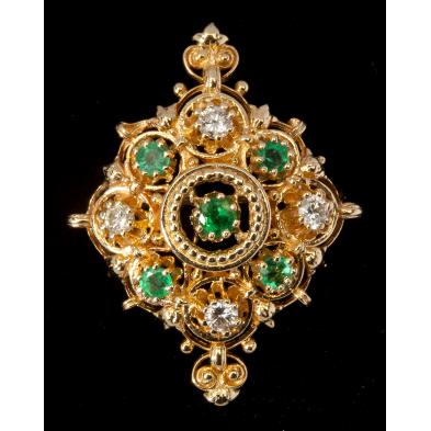 emerald-and-diamond-brooch-pendant