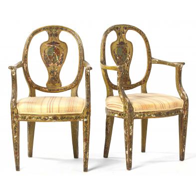 pair-of-painted-continental-arm-chairs