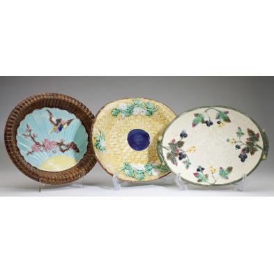 group-of-three-majolica-trays