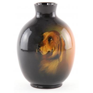 roseville-rozane-vase-with-hunting-dog-portrait
