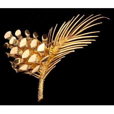 vintage-18kt-gold-pine-spray-brooch