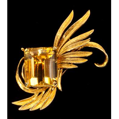 retro-citrine-and-gold-brooch