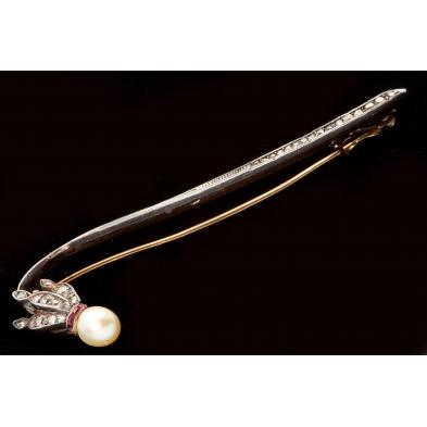 antique-18kt-diamond-and-pearl-brooch