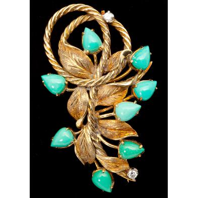 vintage-turquoise-and-diamond-brooch