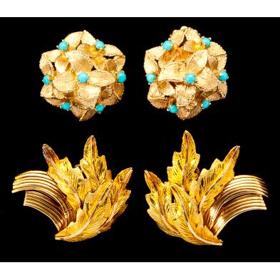 two-pair-of-gold-clip-earrings