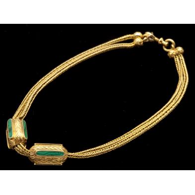 vintage-gold-and-malachite-watch-chain