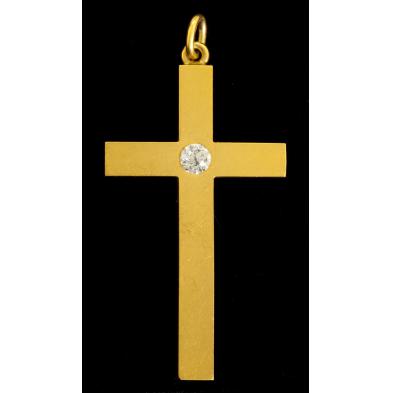 18kt-gold-and-old-european-cut-diamond-cross