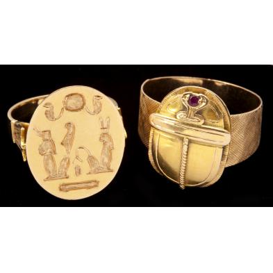 two-18kt-gold-rings-of-egyptian-motif