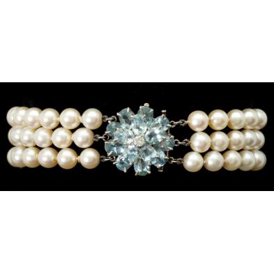 platinum-pearl-and-aquamarine-bracelet