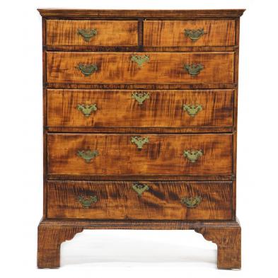 chippendale-tiger-maple-semi-tall-chest-of-drawers