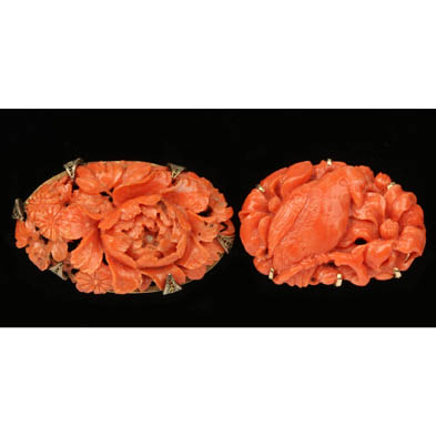 two-similar-carved-red-coral-brooches