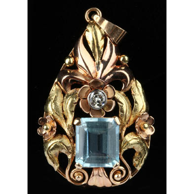arts-and-crafts-aquamarine-and-diamond-pendant